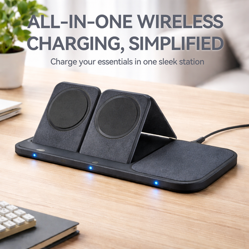 ⚡ 3-in-1 Magnetic Wireless Charging Station – 15W Fast Foldable Charger for iPhone, Apple Watch & AirPods