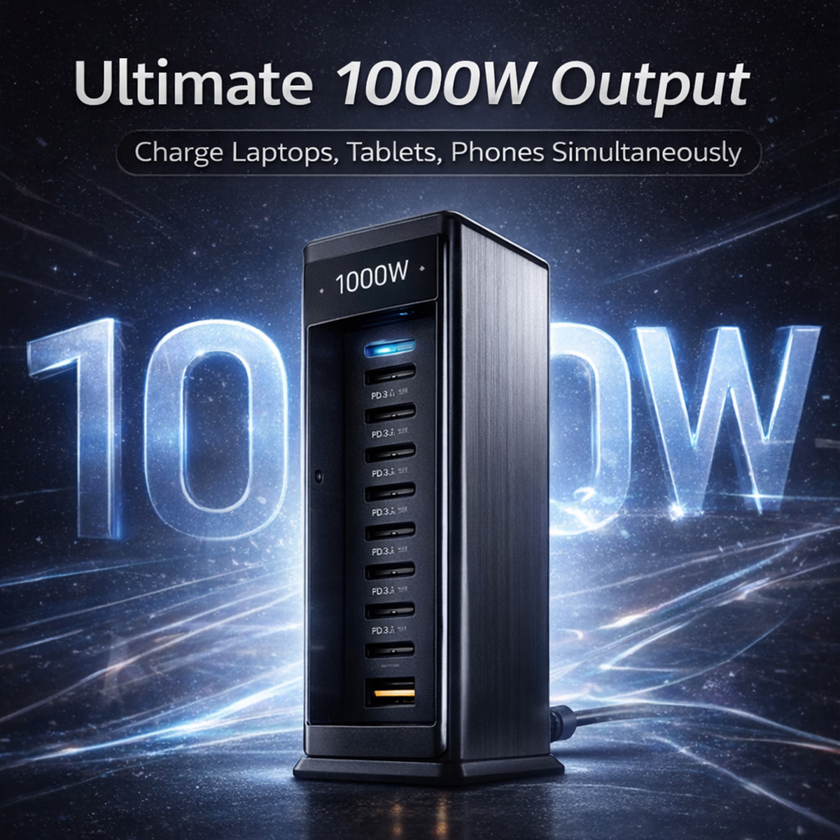 🔋 10-Port GaN Fast Charging Station – High-Power USB-C & USB-A Hub for Phones, Tablets & Laptops