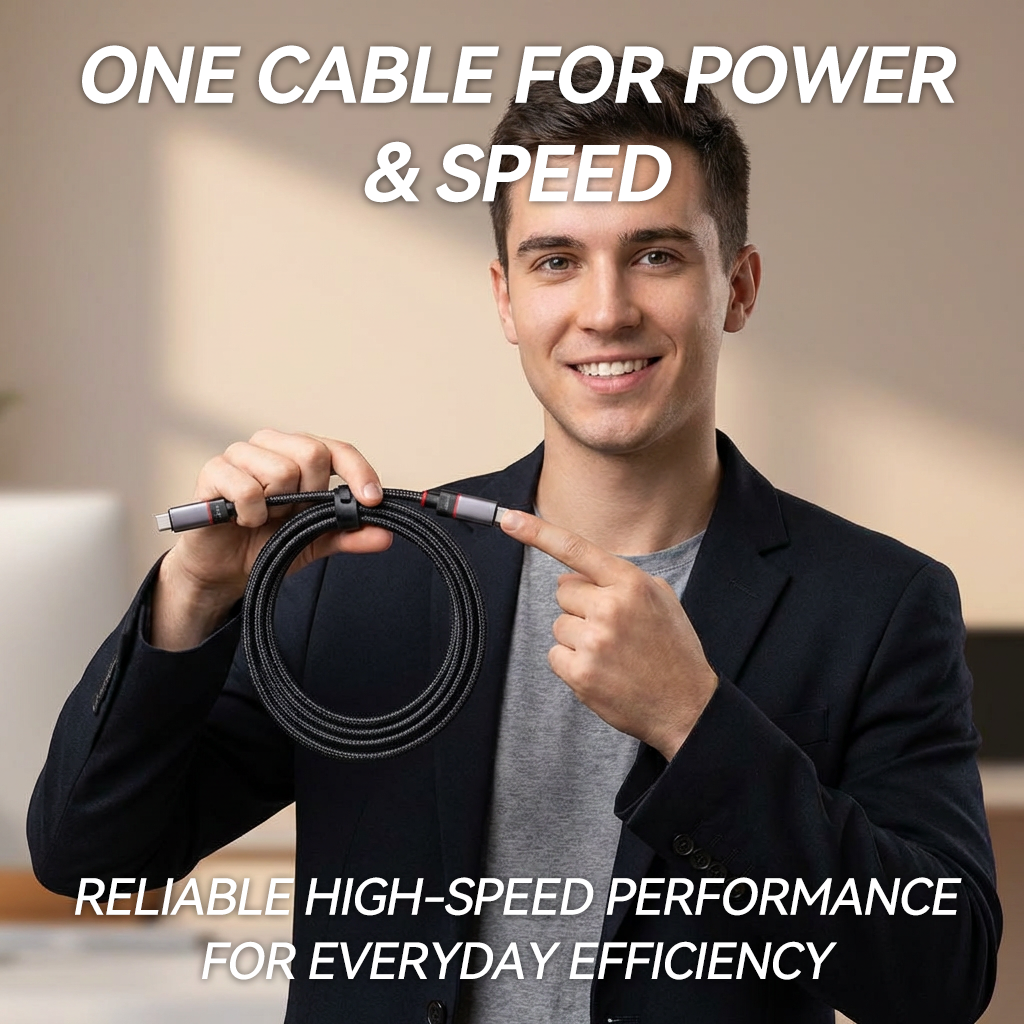 ⚡ USB-C 240W Fast Charge Cable – Braided Durable Cable with 10Gbps Data Transfer