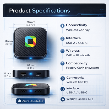 ✨ Wireless CarPlay & Android Auto Adapter – Plug & Play Smart Car AI Box