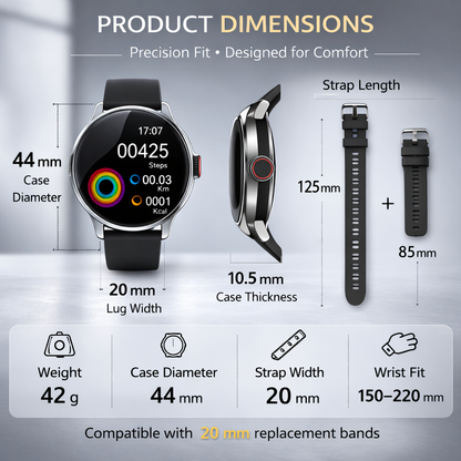 ⌚ Smart Fitness Watch with Bluetooth Calling – Fitness Tracker with Heart Rate & Multi-Sport Modes