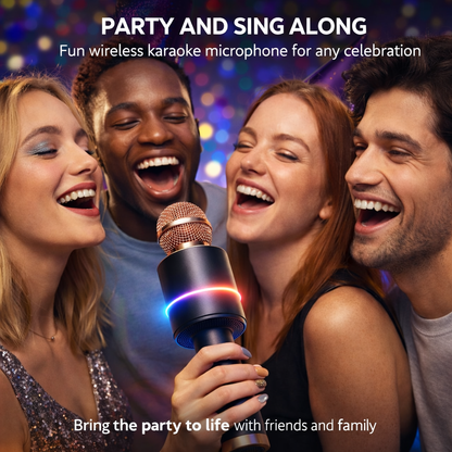 🎤 RGB Karaoke Microphone – Wireless Bluetooth Singing Mic with Colorful LED Lights & Built-in Speaker